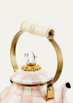 MacKenzie-ChildsRosy Check Enamel Tea Kettle, 3qt.