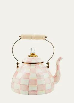 MacKenzie-ChildsRosy Check Enamel Tea Kettle, 3qt.