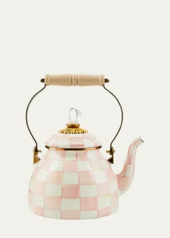 MacKenzie-ChildsRosy Check Enamel Tea Kettle, 2 Quarts