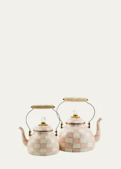 MacKenzie-ChildsRosy Check Enamel Tea Kettle, 2 Quarts