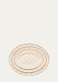 MacKenzie-Childs Rosy Check Small Oval Platter