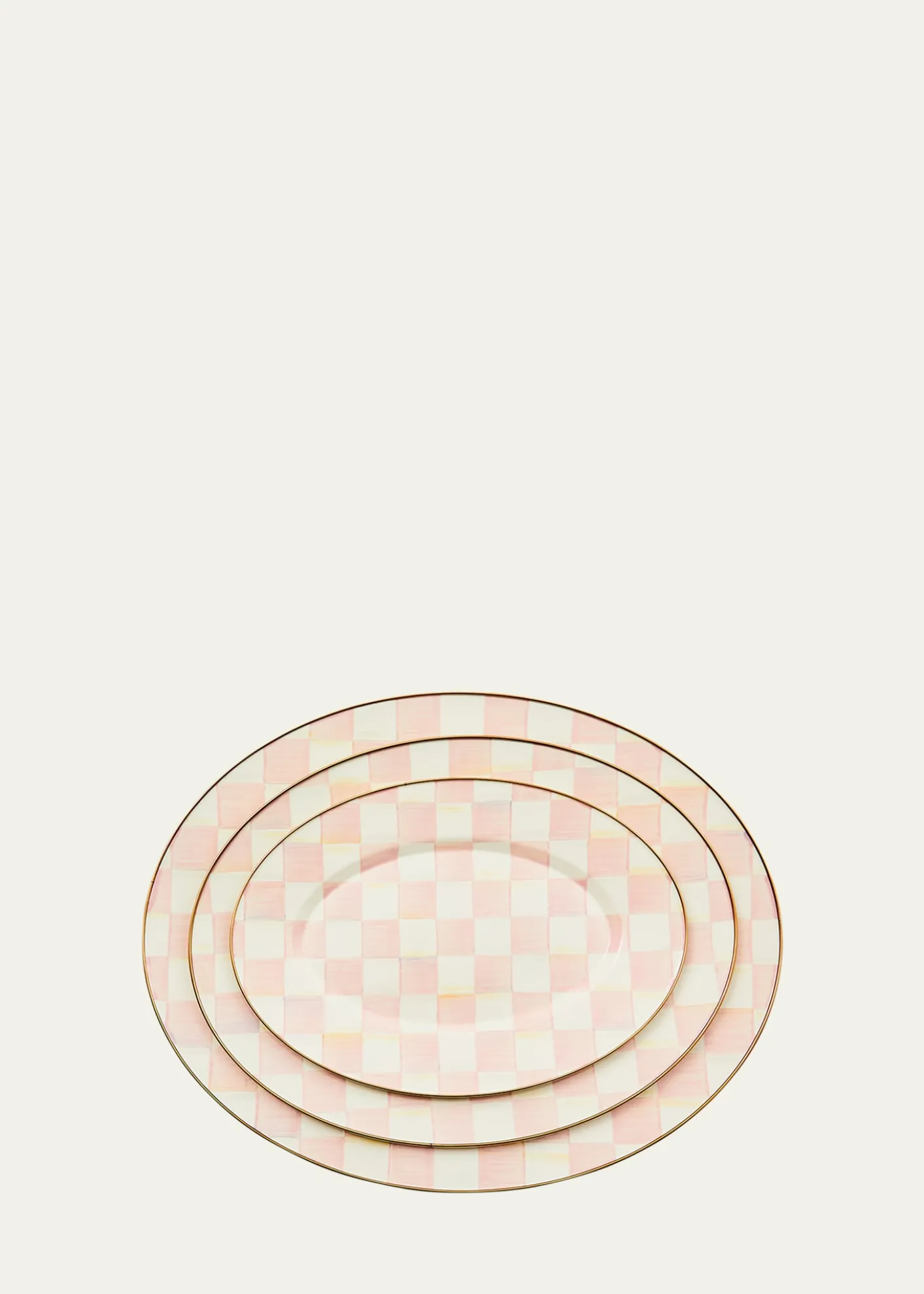 MacKenzie-Childs Rosy Check Small Oval Platter