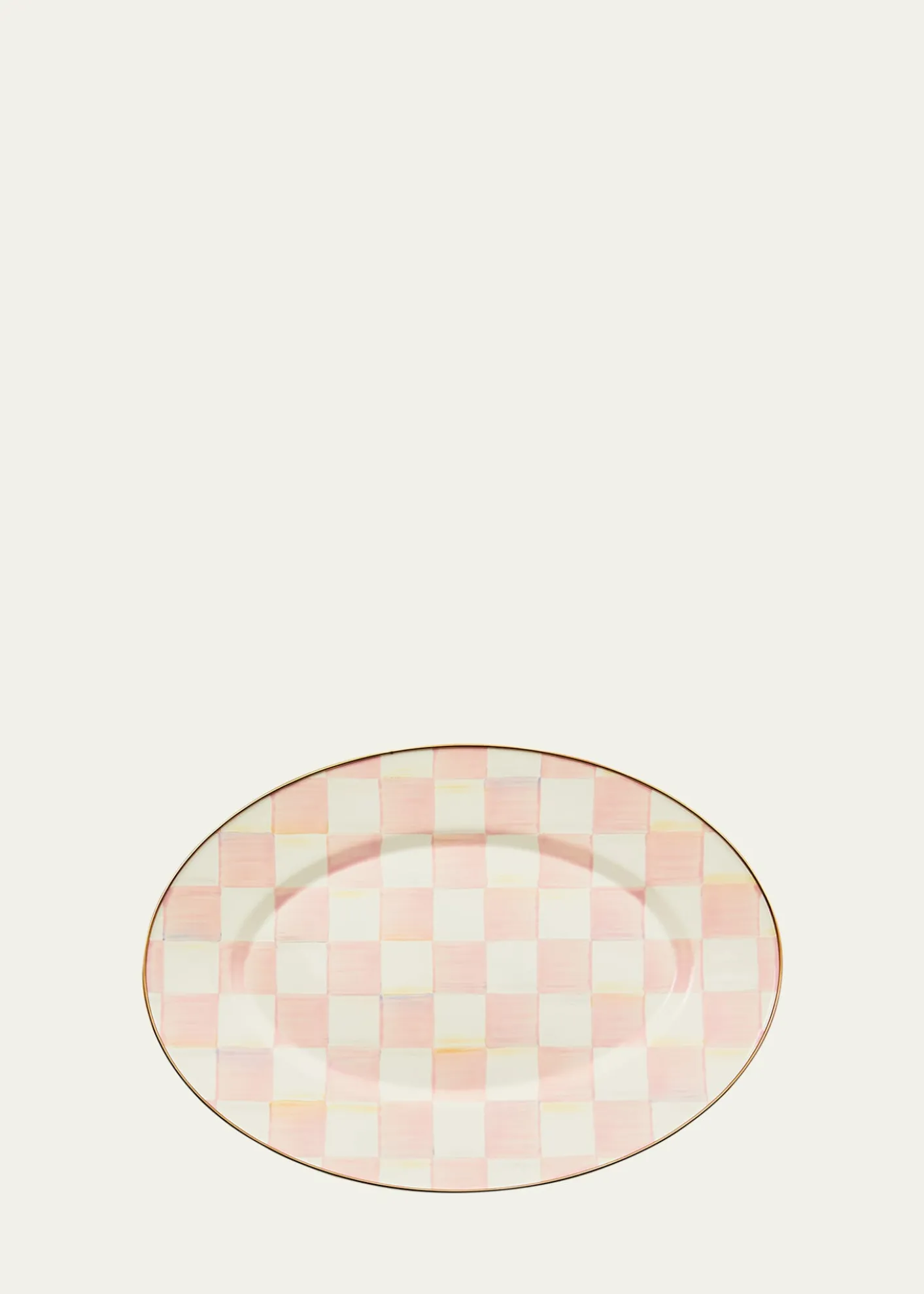 MacKenzie-Childs Rosy Check Small Oval Platter