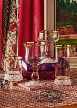 MacKenzie-ChildsRosy Check Tumbler Glasses, Set of 2