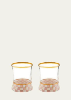 MacKenzie-ChildsRosy Check Tumbler Glasses, Set of 2