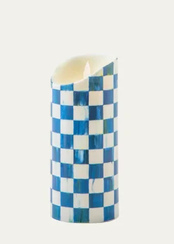 MacKenzie-ChildsRoyal Check Flickering Pillar Candle, 7"