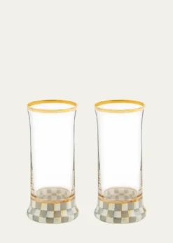MacKenzie-ChildsSterling Check Highball Glass, Set of 2