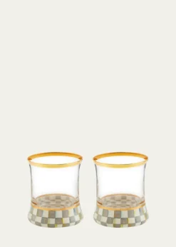 MacKenzie-ChildsSterling Check Tumbler Glass, Set of 2