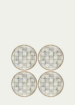 MacKenzie-ChildsSterling Check Enamel Canape Plates, Set of 4