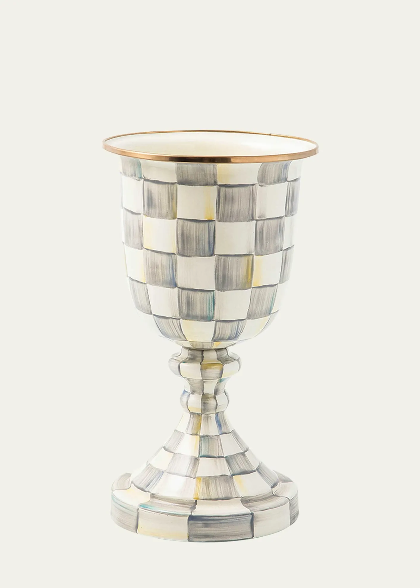 MacKenzie-ChildsSterling Check Enamel Pedestal Vase