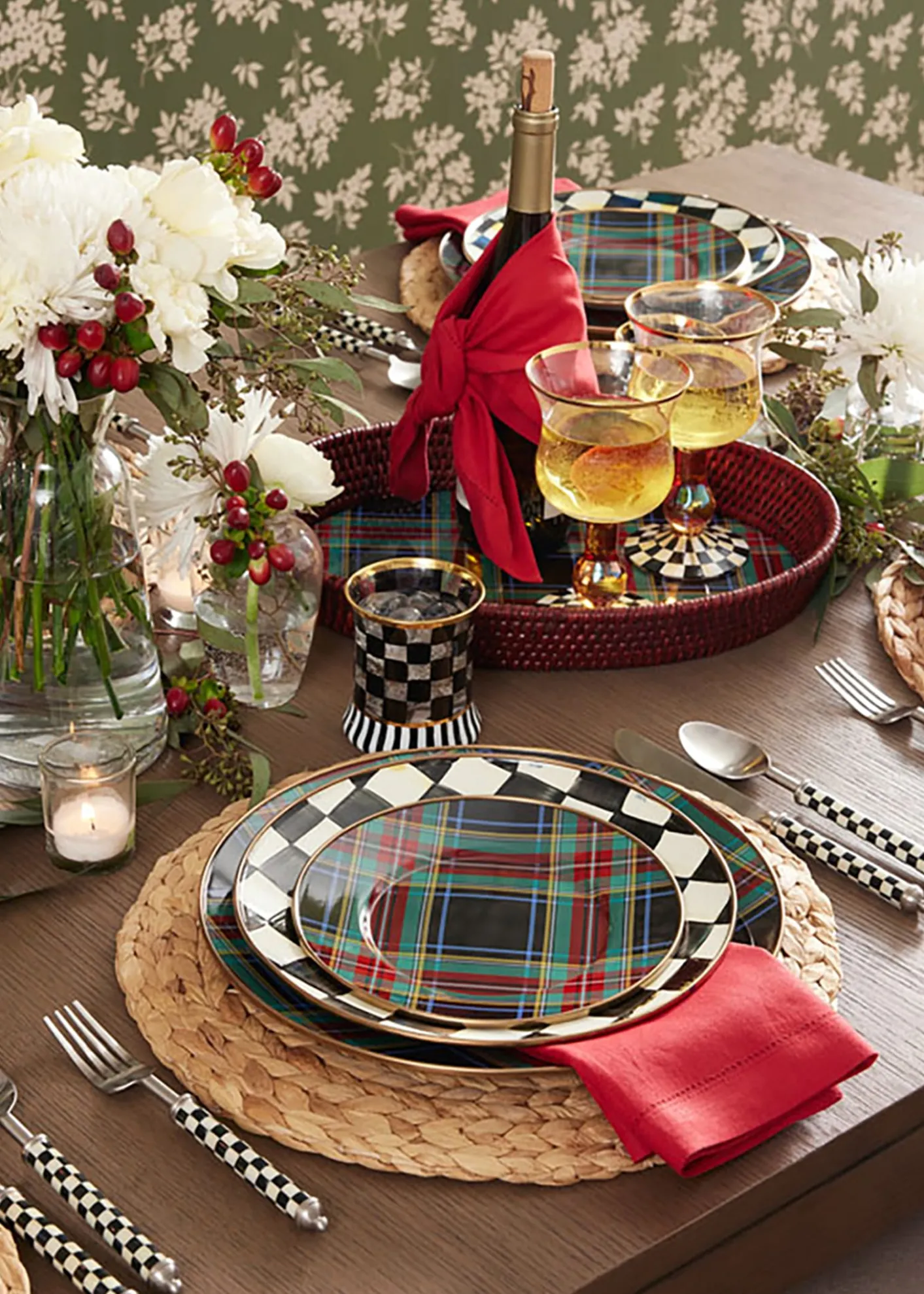 MacKenzie-ChildsTartan Black Salad and Dessert Plate