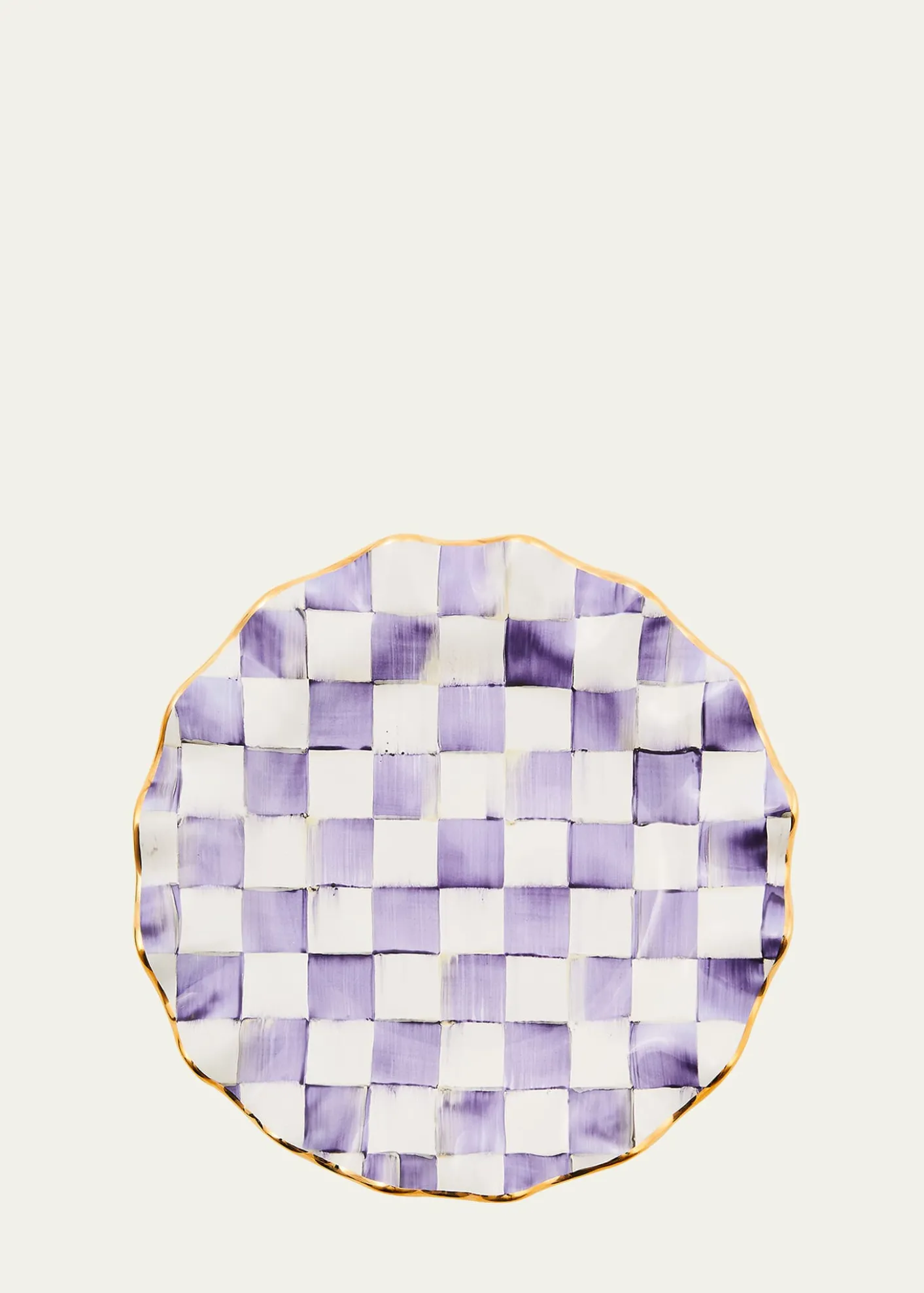 MacKenzie-ChildsViolet Check Fluted Ceramic Dinner Plate