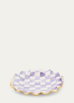 MacKenzie-ChildsViolet Check Fluted Ceramic Dinner Plate