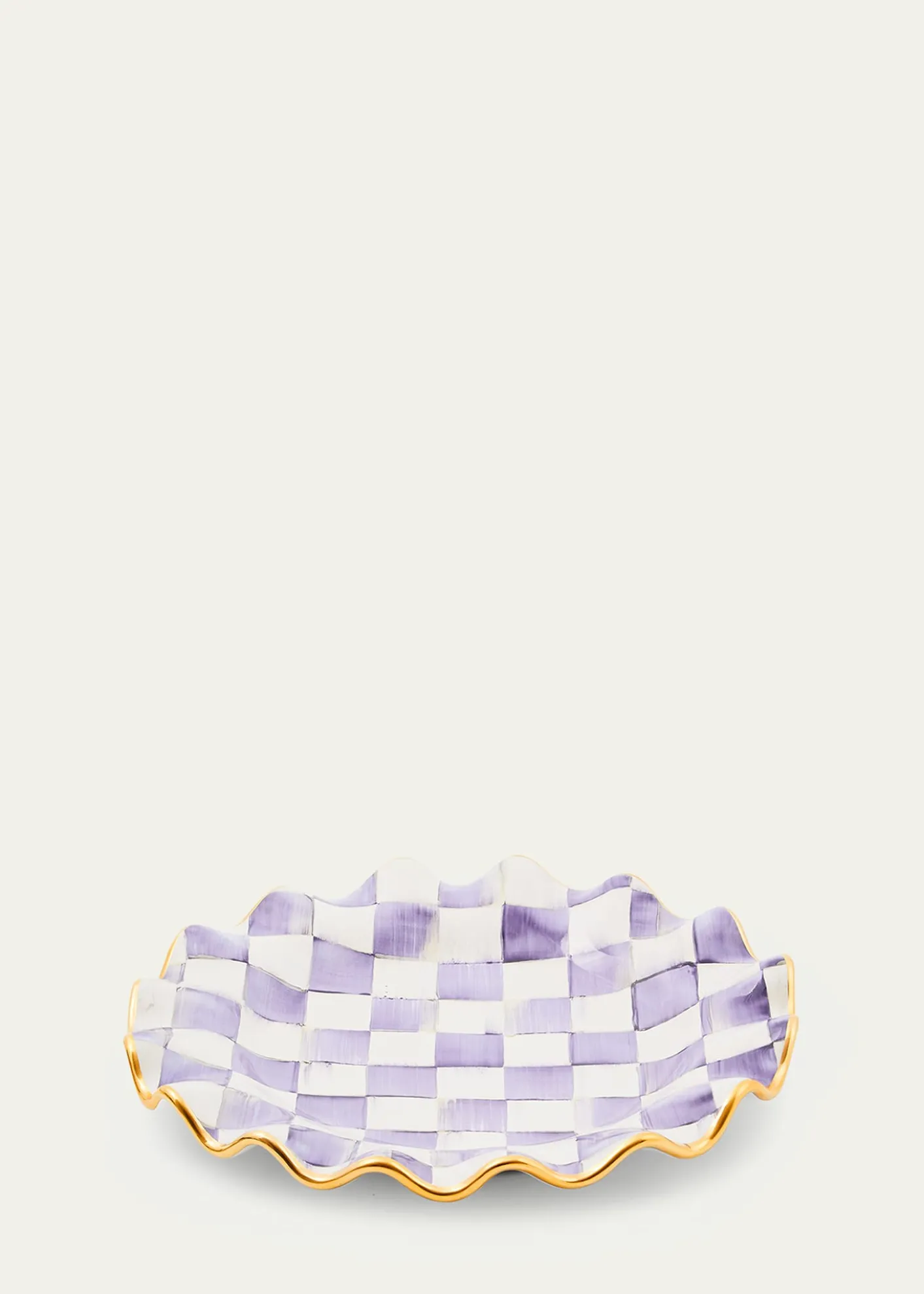 MacKenzie-ChildsViolet Check Fluted Ceramic Dinner Plate