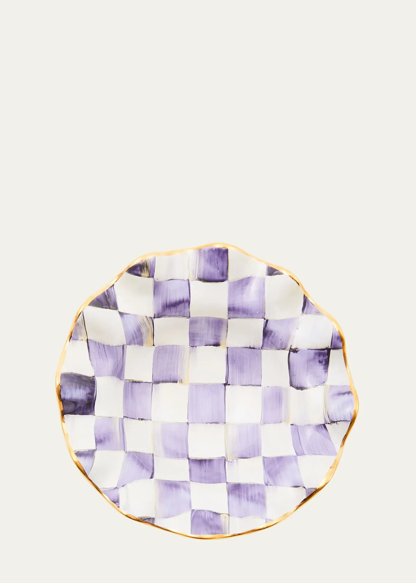 MacKenzie-ChildsViolet Check Fluted Ceramic Breakfast Bowl