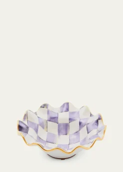 MacKenzie-ChildsViolet Check Fluted Ceramic Breakfast Bowl