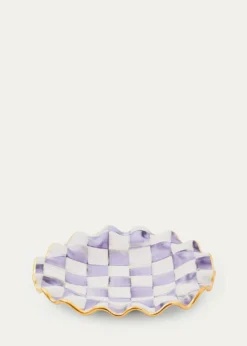 MacKenzie-ChildsViolet Check Fluted Ceramic Dessert Plate