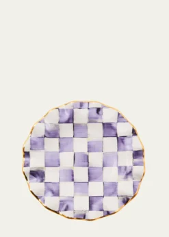 MacKenzie-ChildsViolet Check Fluted Ceramic Dessert Plate
