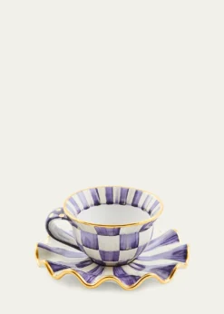 MacKenzie-ChildsViolet Check Ceramic Saucer