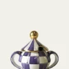 MacKenzie-ChildsViolet Check Ceramic Sugar Bowl with Lid