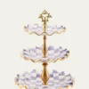 MacKenzie-ChildsViolet Check Fluted Ceramic Three-Tier Sweet Stand