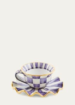 MacKenzie-ChildsViolet Check Ceramic Teacup