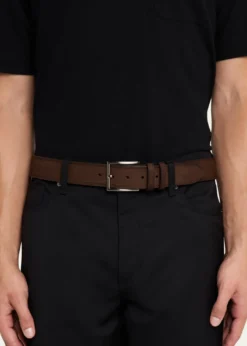 MagnanniMen's Eastwood Textured Suede Leather Belt, Brown