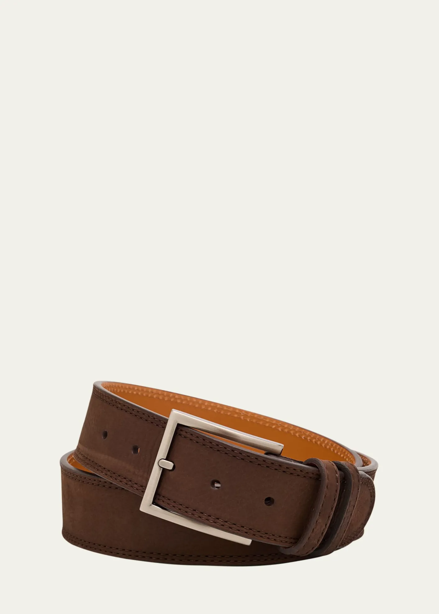MagnanniMen's Eastwood Textured Suede Leather Belt, Brown