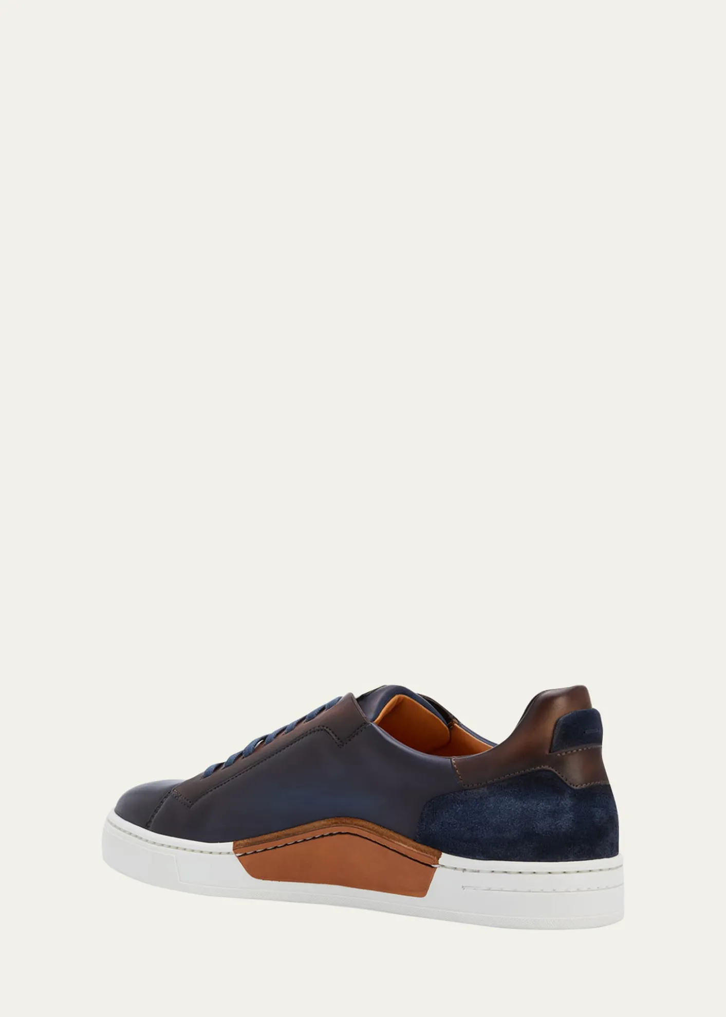 MagnanniMen's Amadeo Burnished Leather Low-Top Sneakers