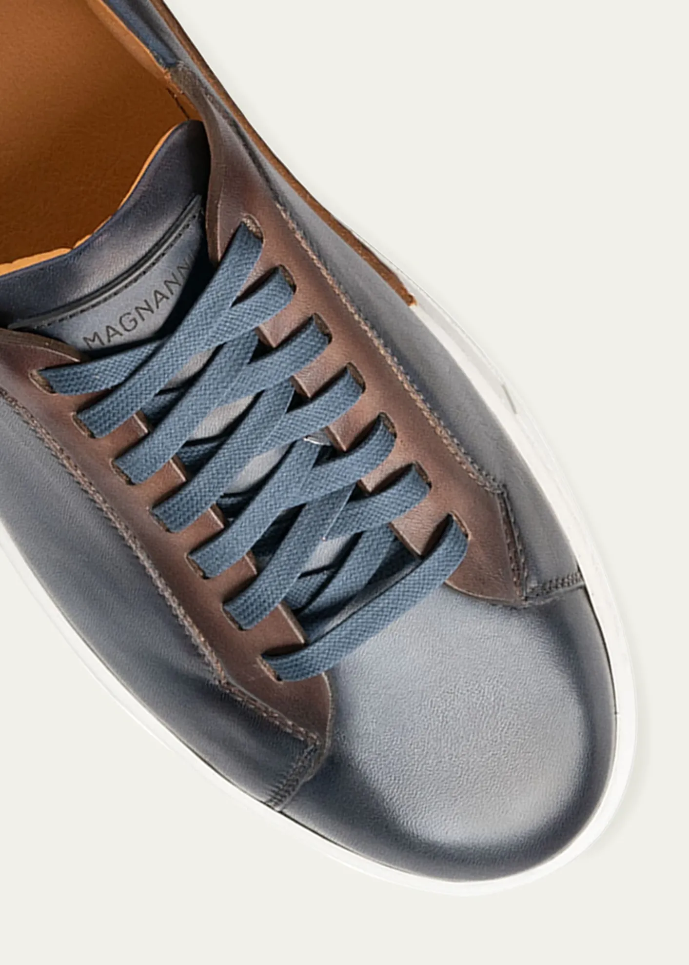 MagnanniMen's Amadeo Burnished Leather Low-Top Sneakers