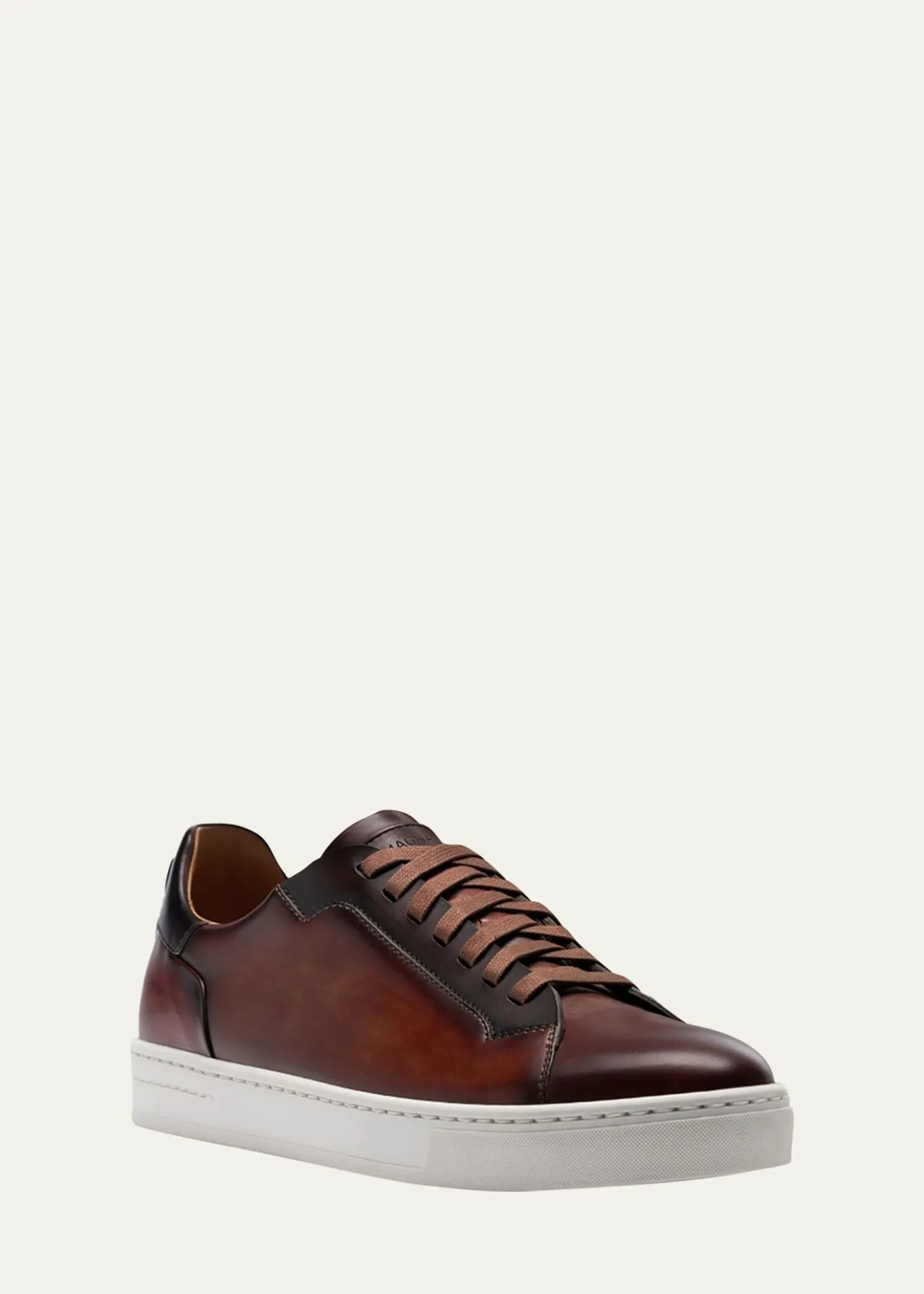 MagnanniMen's Amadeo Burnished Leather Low-Top Sneakers