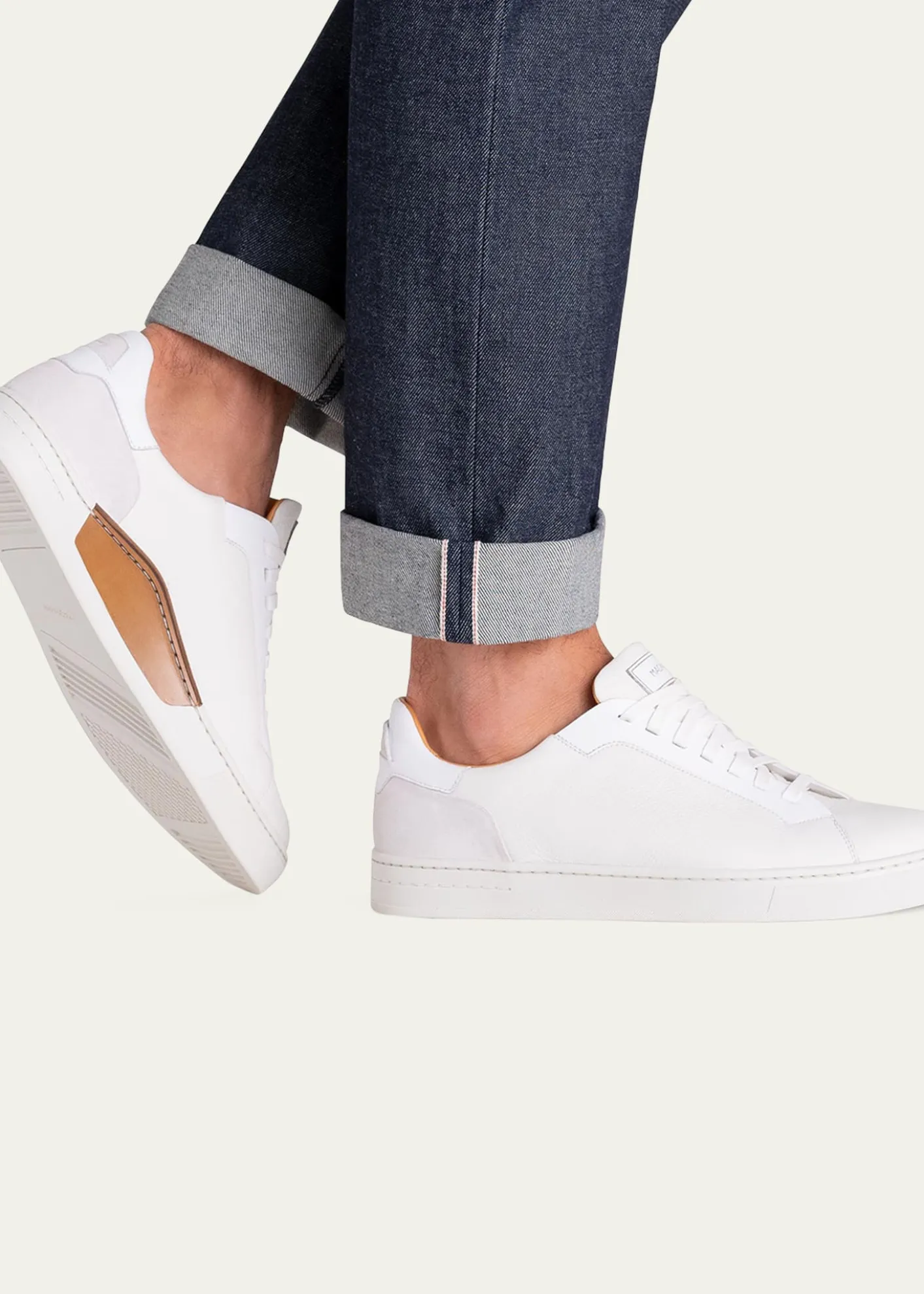 MagnanniMen's Amadeo Tumbled Leather Low-Top Sneakers