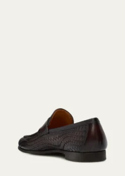 MagnanniMen's Halwell Woven Leather Penny Loafers