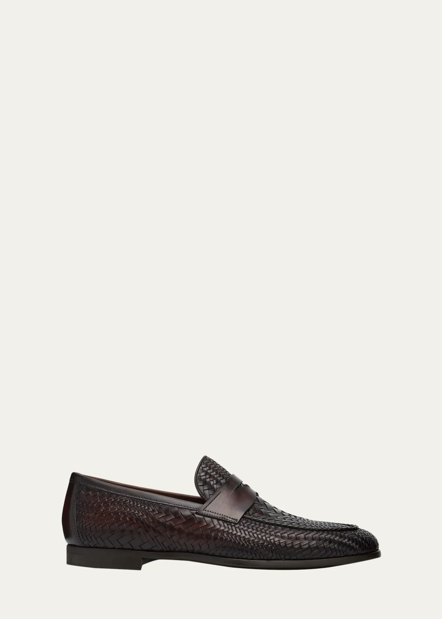 MagnanniMen's Halwell Woven Leather Penny Loafers