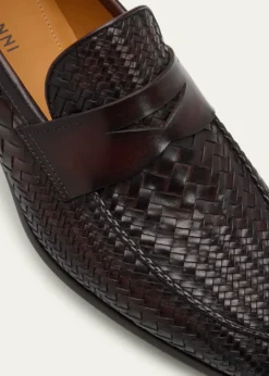 MagnanniMen's Halwell Woven Leather Penny Loafers