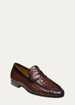 MagnanniMen's Hyde Woven Leather Penny Loafers