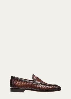 MagnanniMen's Hyde Woven Leather Penny Loafers