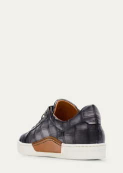 MagnanniMen's Saeta Matte Alligator Low-Top Sneakers