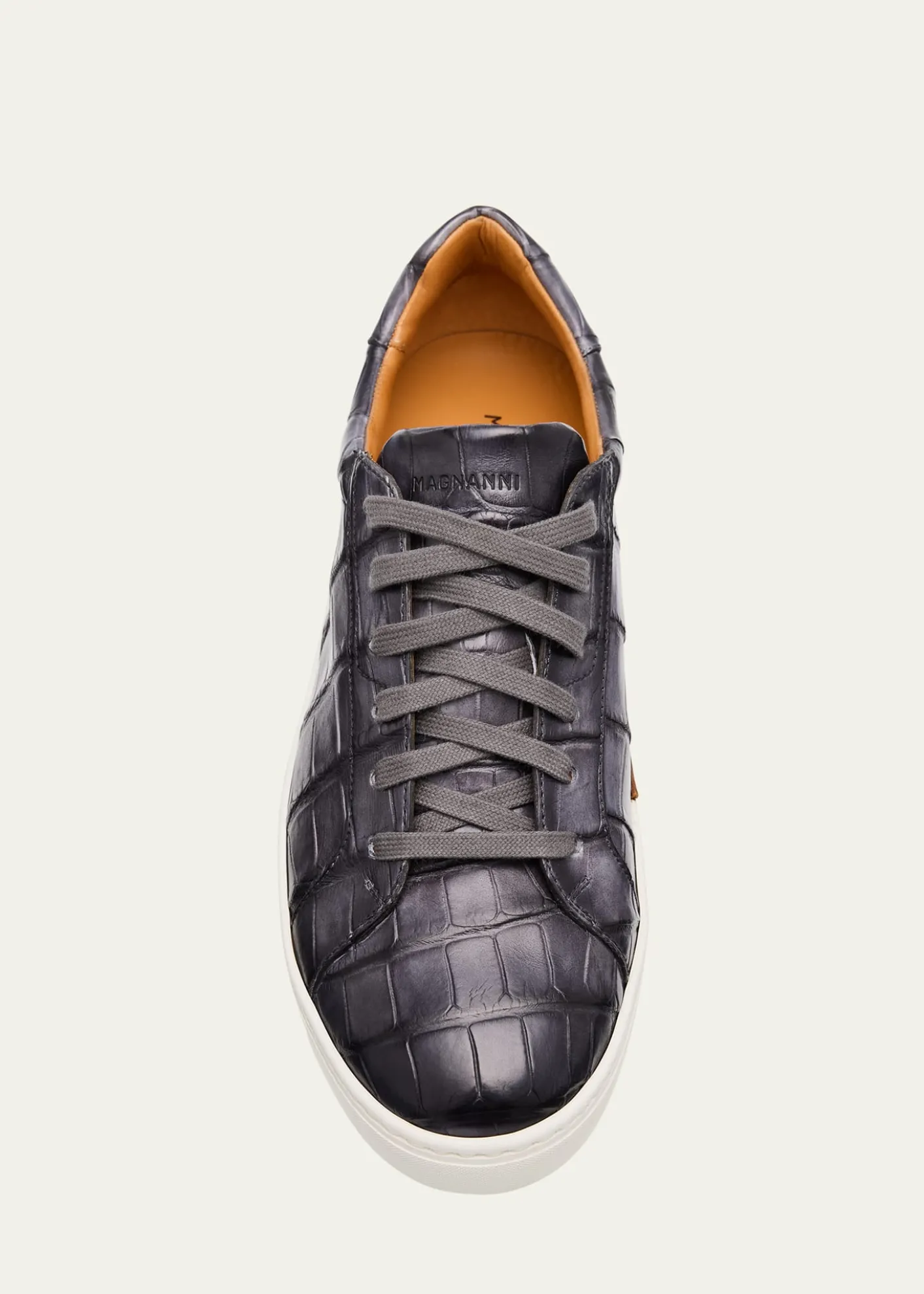 MagnanniMen's Saeta Matte Alligator Low-Top Sneakers