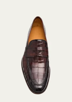 MagnanniMen's Saeta Matte Alligator Penny Loafers