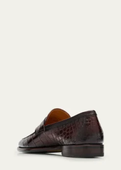 MagnanniMen's Saeta Matte Alligator Penny Loafers