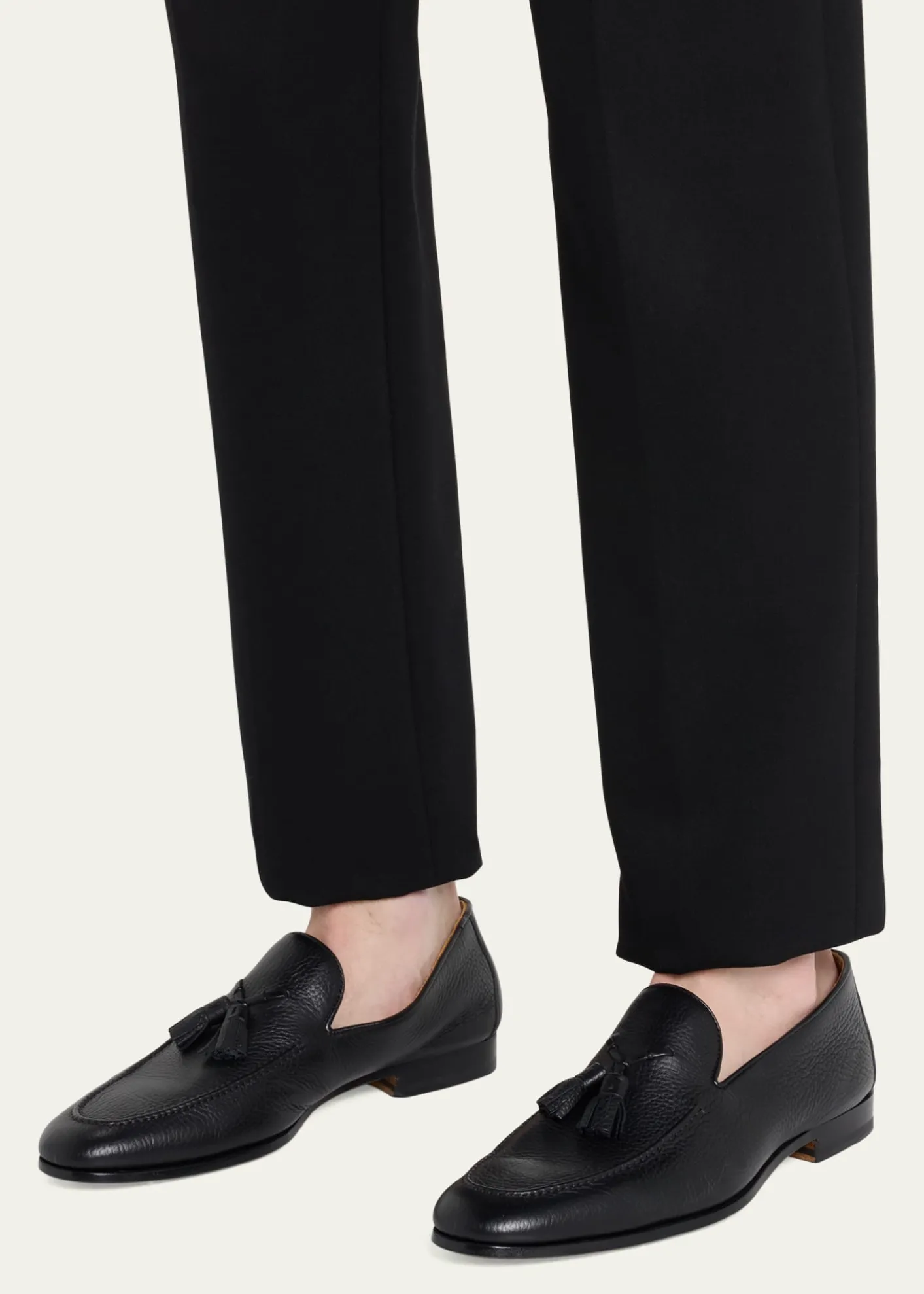 MagnanniMen's Seneca Grained Leather Tassel Loafers