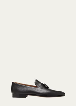 MagnanniMen's Seneca Grained Leather Tassel Loafers