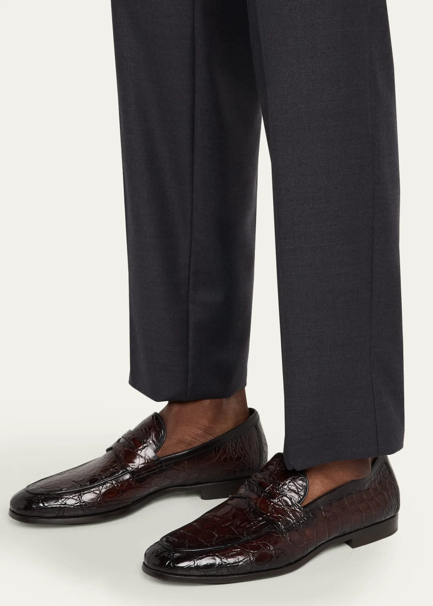 MagnanniMen's Vicente Croc Leather Penny Loafers