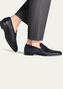 MagnanniVincente Lizard Leather Penny Loafers