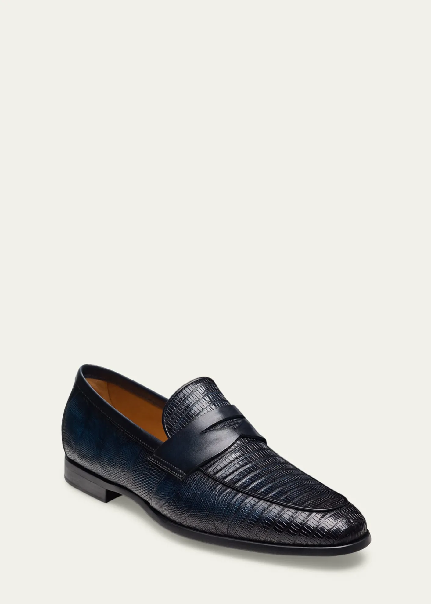 MagnanniVincente Lizard Leather Penny Loafers