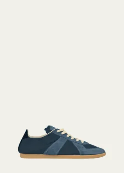 Maison MargielaMen's Replica Napa Leather and Suede Low-Top Sneakers