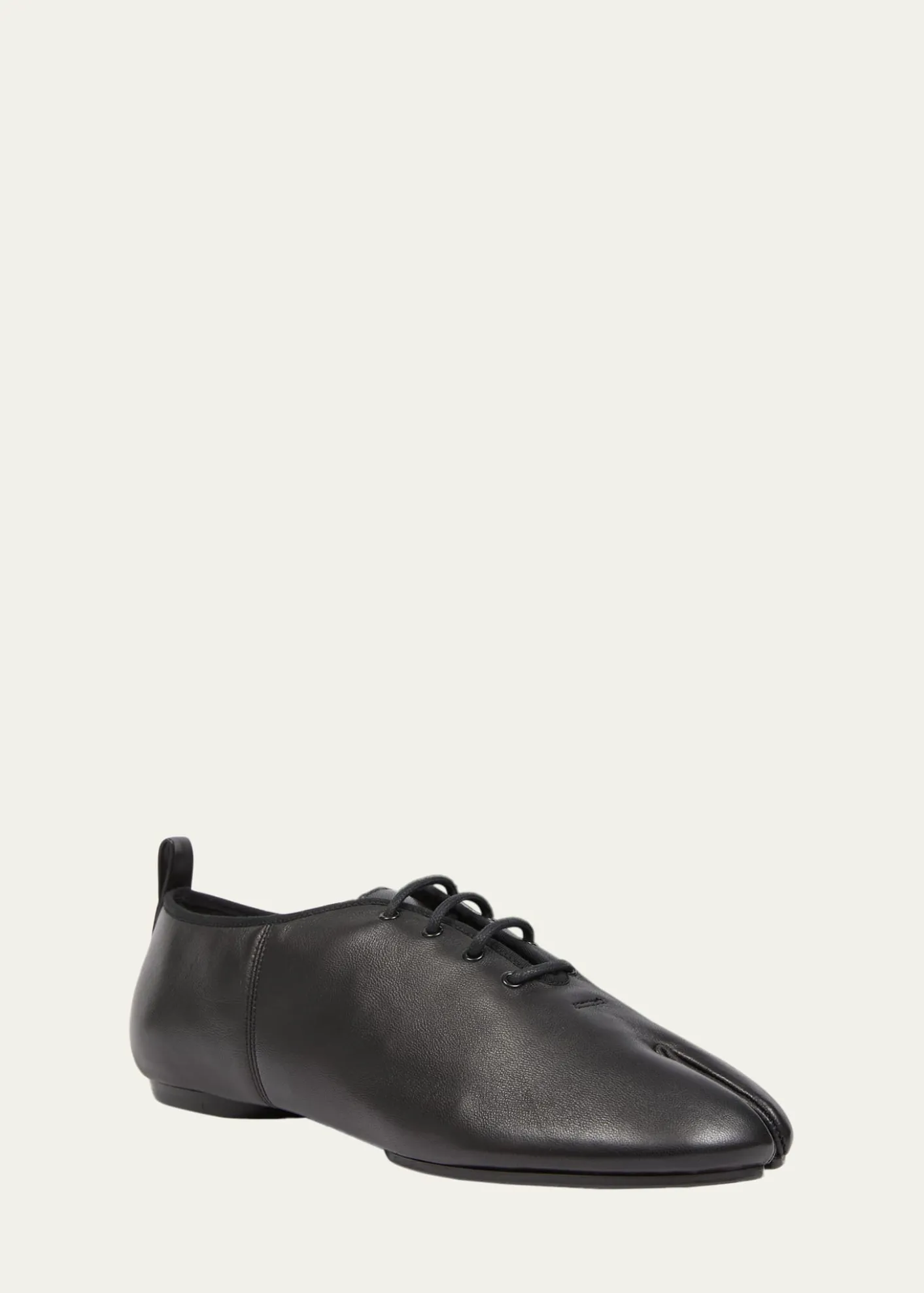 Maison MargielaMen's Tabi Jazz Leather Lace-Up Ballerina Flats