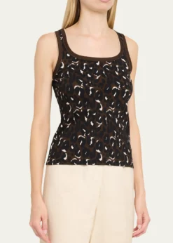 Majestic FilaturesAnimal-Print Organic Cotton Rib Tank Top