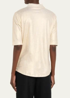Majestic FilaturesButton-Down Metallic Stretch Linen Shirt